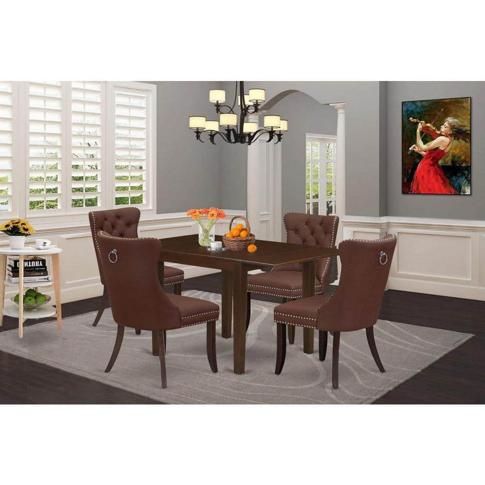 5-Piece Mahogany Finish Solid Wood Top - Rectangular Dining Room Set with Butterfly Leaf - Seats 4 price history on PriceWatchPro