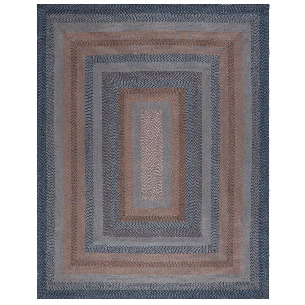 SAFAVIEH Braided Gray Brown 8 ft. x 10 ft. Border Striped Area Rug ...