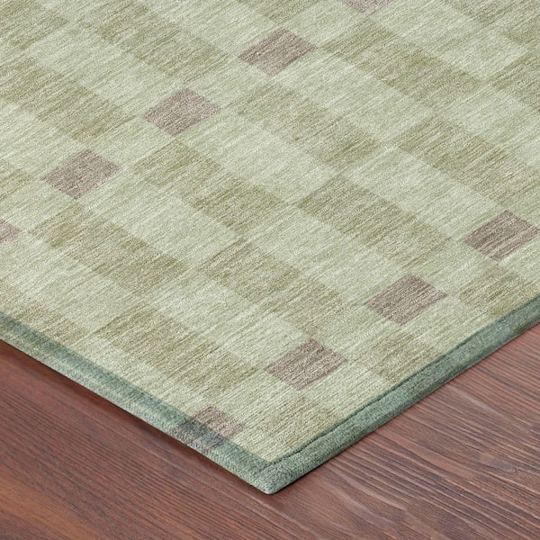 Chantille Machine Washable Indoor/Outdoor Abstract ACN2547 Celery 2 ft. x 7 ft. Runner Rug