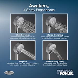Awaken G110 4-Spray Wall Mount Handheld Shower Head with 2.5 GPM in Polished Chrome