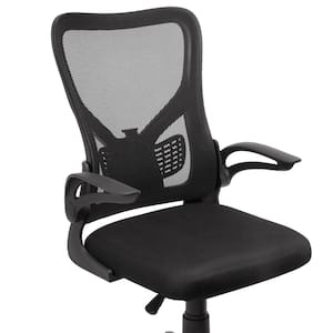 Office Chair Mesh Swivel Ergonomic Task Chair in Black with Flim-up Arms, Breathable Lumbar Support, Adjustable Height