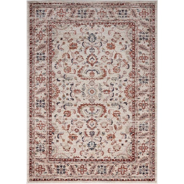 LUXE WEAVERS Waterloo Collection Contemporary Oriental Cream 8 ft. x 10 ft. Polypropylene Area