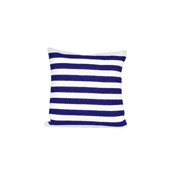 SPITIKO HOMES White/Royal Blue 100% Cotton Cushion Optic 18 in. x 18 in.