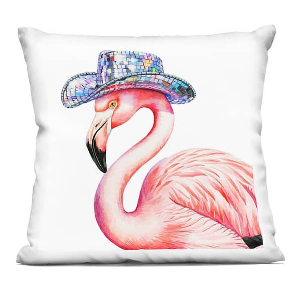 Stupell Industries Disco Hat on Flamingo Pink Abstract Polyester 18 in. x 18 in. Throw Pillow