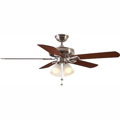 Hampton Bay Lyndhurst 52 in. LED Brushed Nickel Ceiling Fan with Light ...