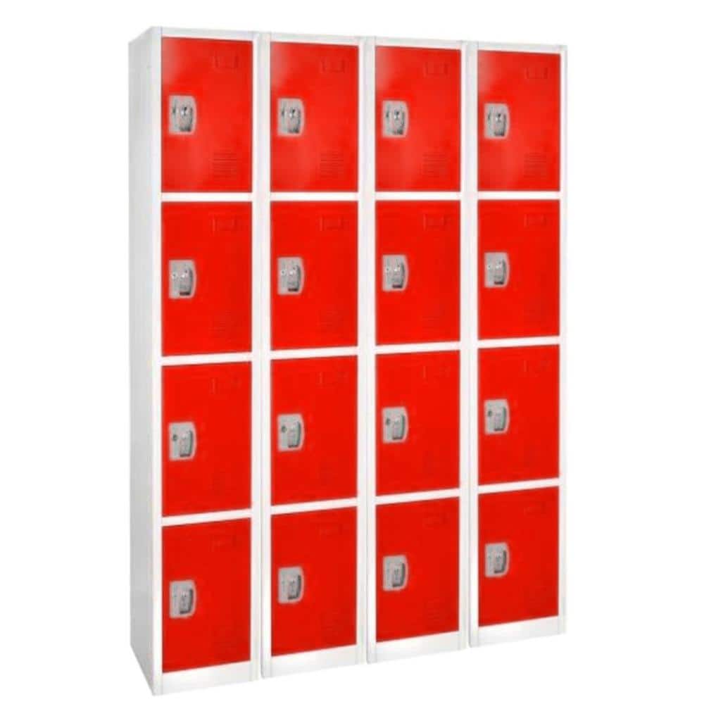 629-Series 72 in. H 4-Tier Steel Key Lock 4-Shelf Storage Locker Free Stand