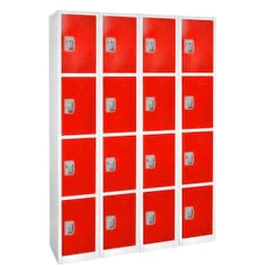 629-Series 72 in. H 4-Tier Steel Key Lock Storage Locker Free Standing Cabinets for Home, School, Gym in Red (4-Pack)