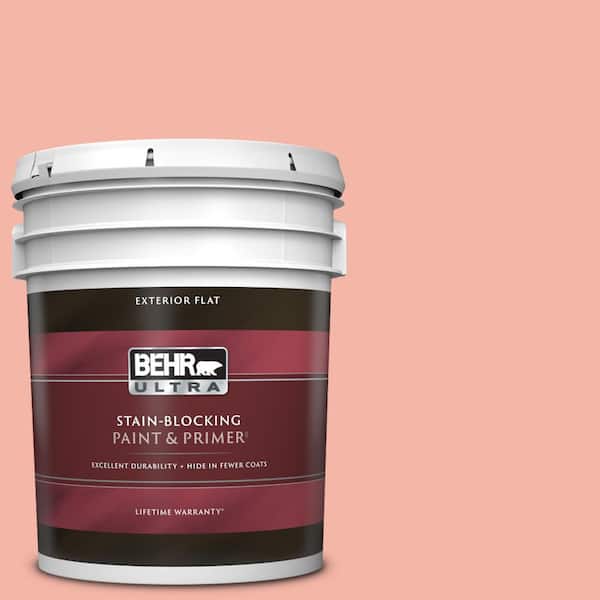 BEHR ULTRA 5 gal. #P180-3 Pink Mimosa Flat Exterior Paint & Primer