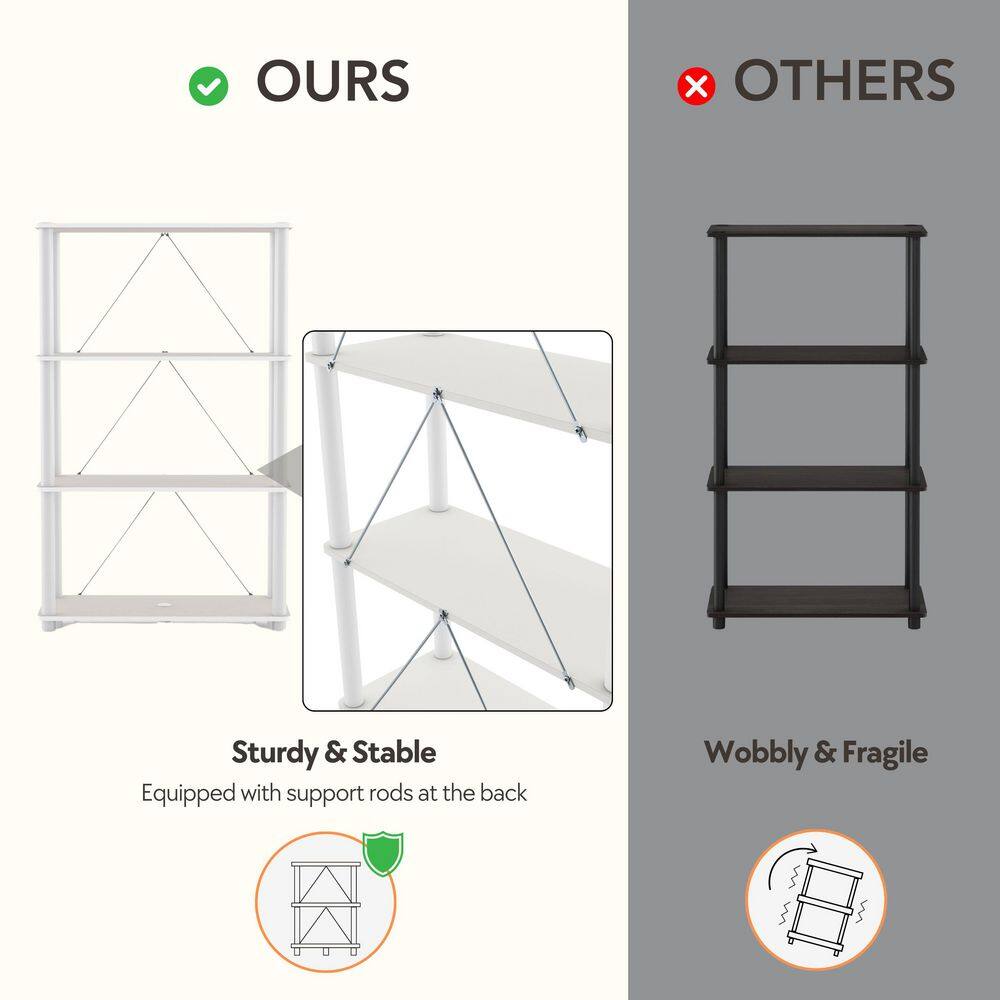 Comparison between sturdy and wobbly shelf designs.