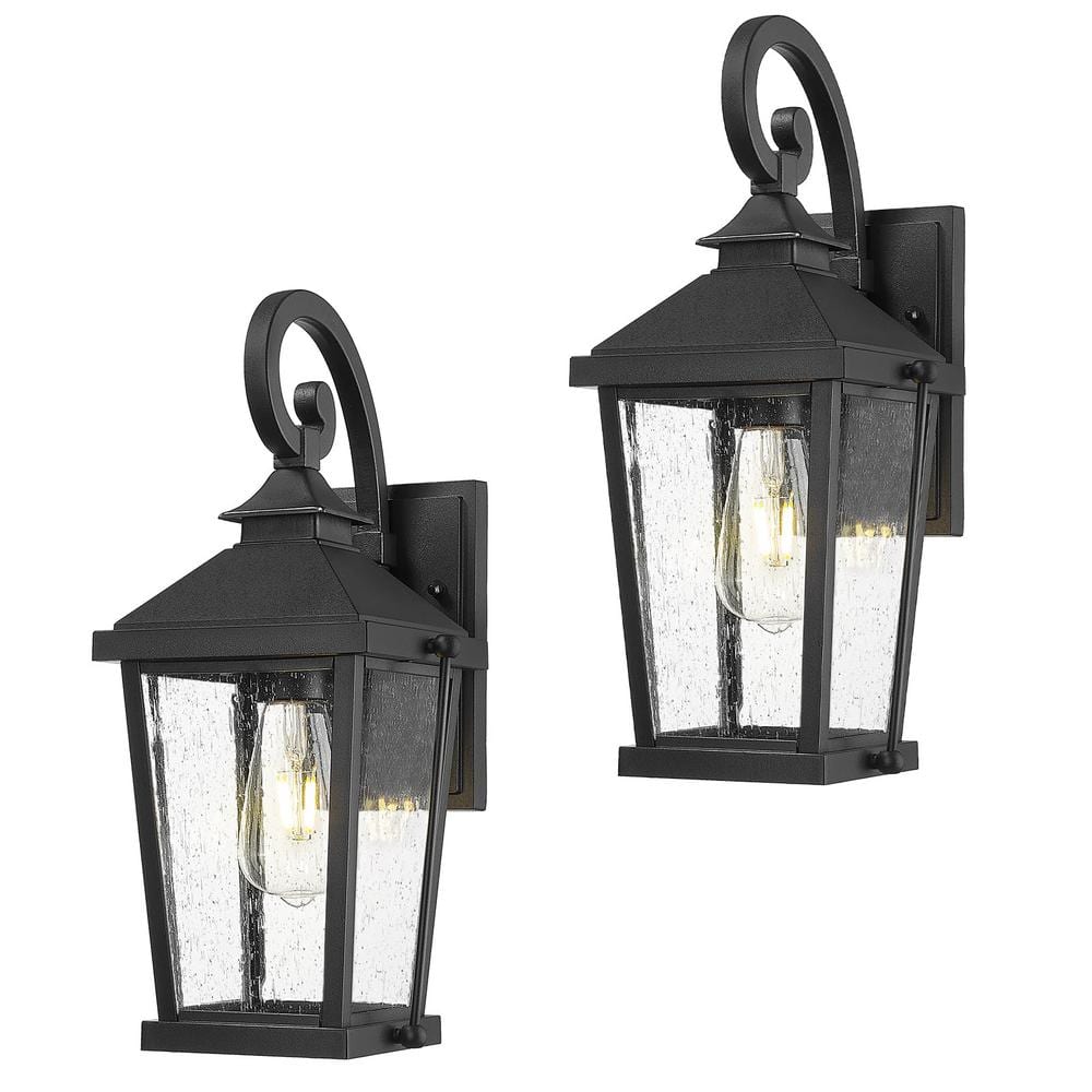 16 in. 2-pack Black Outdoor Hardwired Wall Lantern Sconce with No Bulbs Included price history on PriceWatchPro