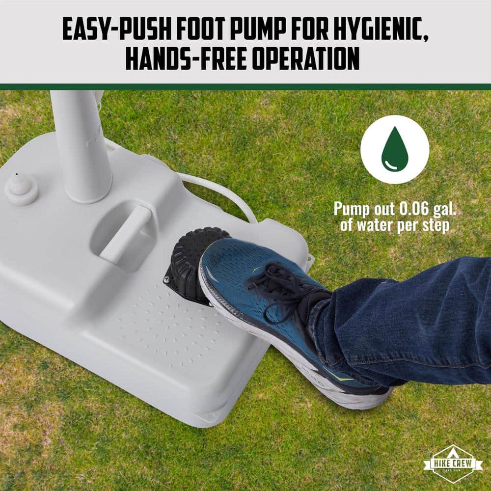 White Portable Camping Sink with Waste Tank and Foot Pump