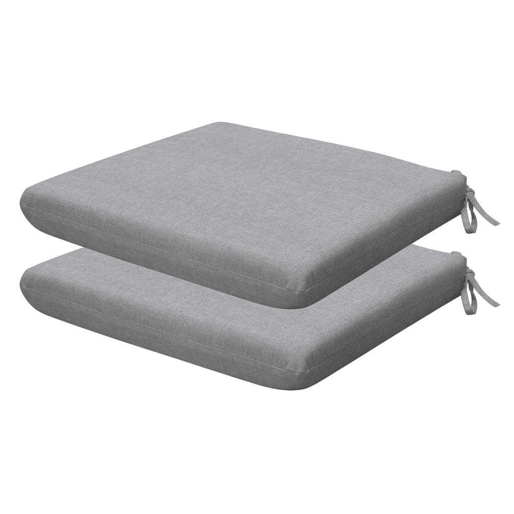 Outdoor Universal Dining Seat Cushion Textured Solid Platinum Grey (Set of 
