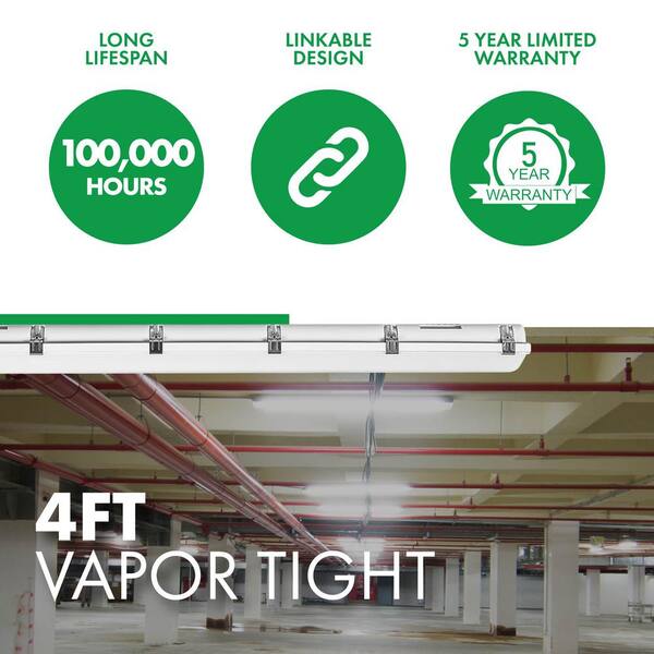 LEDone 4 ft. 50-Watt 6775 Lumens Dimmable White Vapor Tight