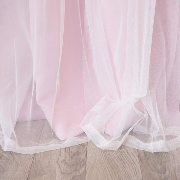 Best Home Fashion New Pink Tulle Lace Solid 52 in. W x 63 in. L Grommet  Blackout Curtain (Set of 2) GROM_BO_MARRYME-63-NEWPINK - The Home Depot