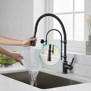 Single Handle Pull Down Sprayer Kitchen Faucet Solid Brass in Oil Rubbed Bronze