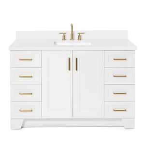 Taylor 55 in. W x 22 in. D x 36 in. H Freestanding Bath Vanity in White with Pure White Quartz Top