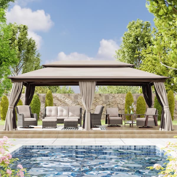 Gardenbee 20 ft. x 10 ft. Outdoor Patio Double Vented Roof