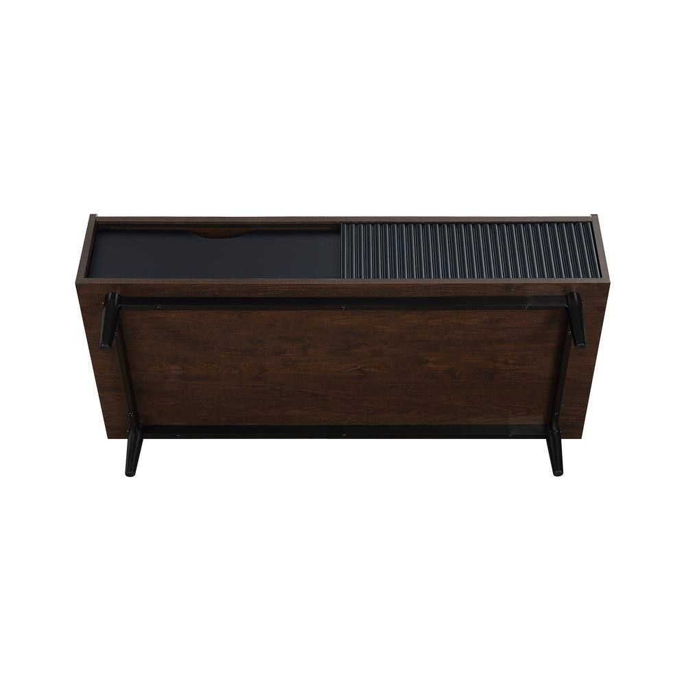 Duane Dark Brown and Black Ribbed Wood Coffee Table with Storage