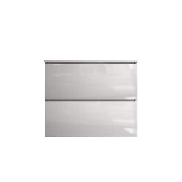 24 in. W x 18 in. D x 21 in. H Single Sink Wall Mount Bath Vanity in White with White Ceramic Top