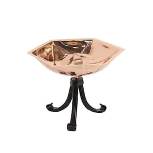 11.25 in. Dia Copper Plated Hexagonal Bee Fountain and Birdbath with Tripod Stand