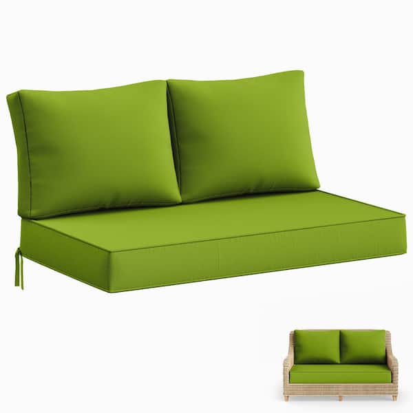 Kimunuk 46 in. x 26 in. x 5 in. Outdoor Patio Replacement Loveseat Sofa Cushion Set with Backrest Grass Green