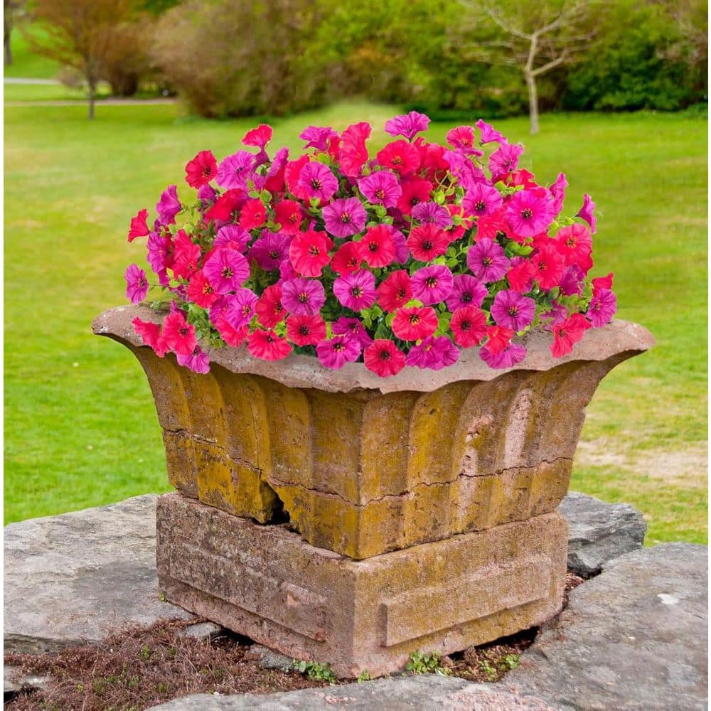 14 in. Pink Indoor/Outdoor Artificial Morning Glory Flower