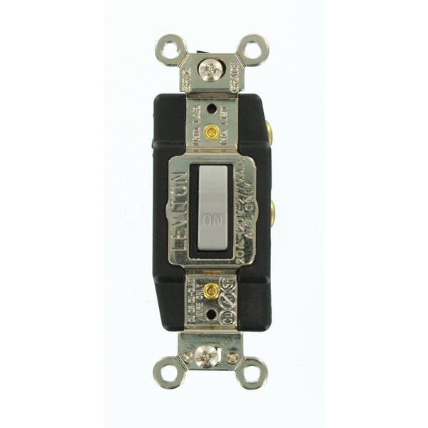 Leviton 20 Amp Industrial Grade Heavy Duty Single-Pole Double-Throw Center-Off Maintained Contact Toggle Switch, Gray
