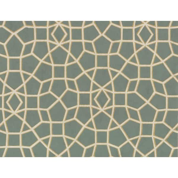 York Wallcoverings Ronald Redding Dark Green and Gold Sculptural Web Paper Unpasted Matte Wallpaper 27 in. x 27 ft.