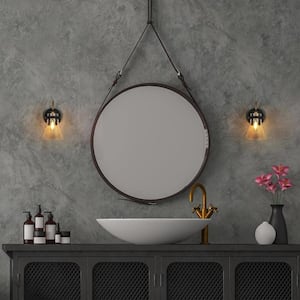 Modern Black & Gold Wall Sconce Light, 1-light Industrial Bathroom Wall Light with Clear Glass Shade for Bedroom