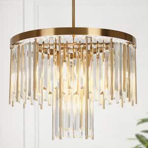 Athean 7-Light Plating Brass Crystal 2-Tiered Chandelier with No Bulb Included