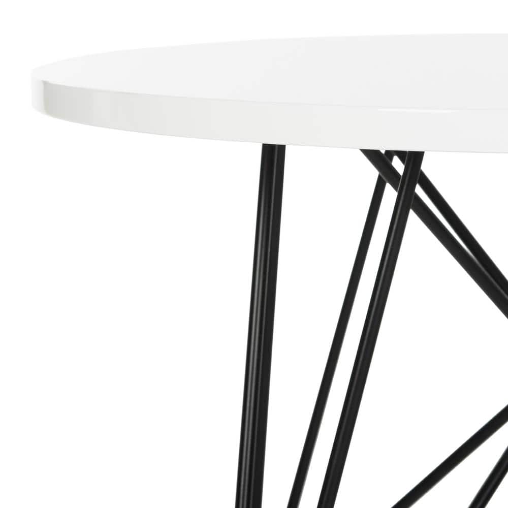 24" Transitional White Wood & Metal Round End Table