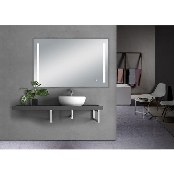Dreamwerks Treviso 40 in. W x 26 in. H Rectangular Frameless LED Wall Mount Bathroom Vanity Mirror in Chrome