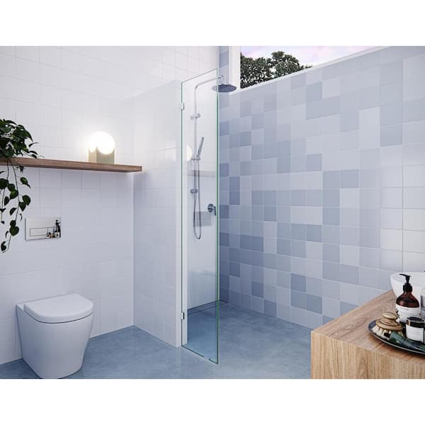 Glass Warehouse Vela 13.5 in. W x 78 in. H Frameless Fixed Single Panel Shower Door in Chrome Without Handle