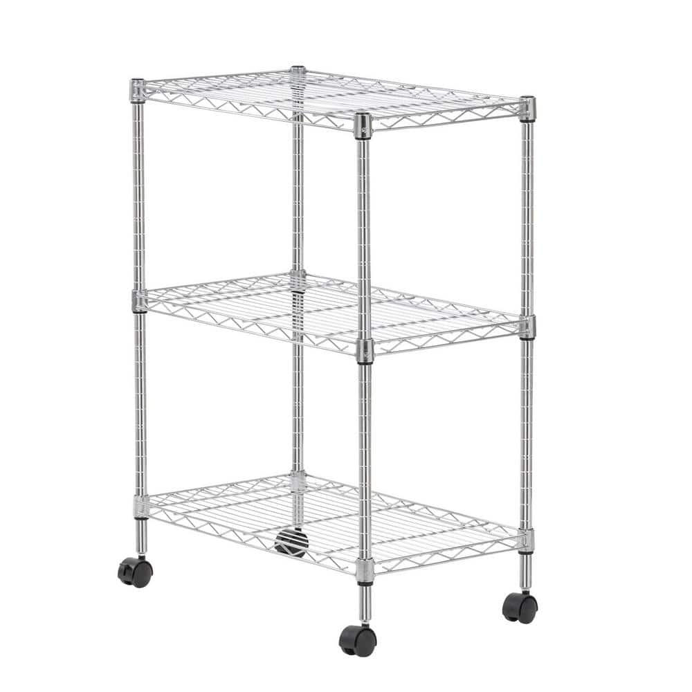 IRIS USA 3-Shelf Adjustable Metal Wire Storage Unit with Optional Wheel ...