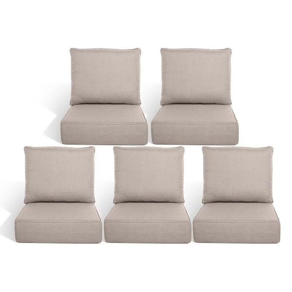 Duraolex 22 in. W x 24 in. D x 6 in. Thick 10-Piece Deep Seating Outdoor Lounge Chair Olefin Cushion, Beige