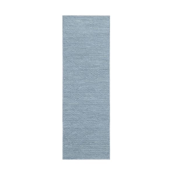 SUPERIOR Aero Light Blue 2 ft. 6 in. x 10 ft. Hand-Braided Wool Area Rug