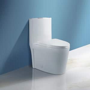 Arlon 1-Piece 1.1 GPF/1.6 GPF Dual Flush Elongated Toilet in Glossy White
