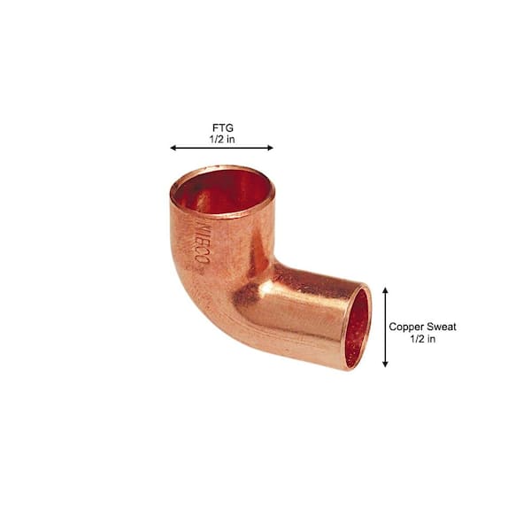 COPPER LONG ELBOW 1/2" INDUSTRY OD SIZE  10 PC 