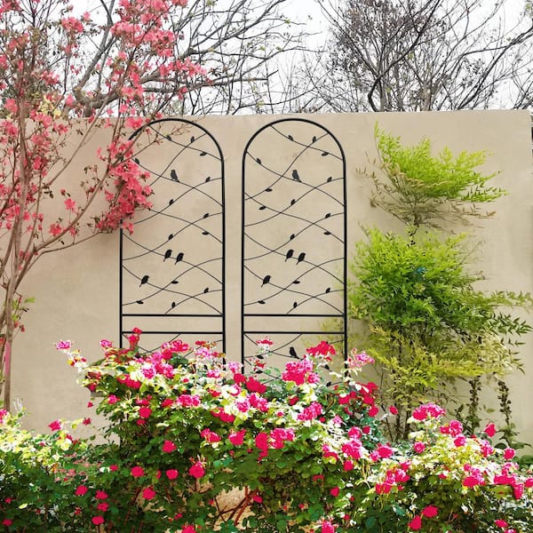 4 Pack 19.7 in. L x 86.7 in. H Outdoor Black Metal Garden Trellis Great Metal Garden Trellis for Climbing Plants