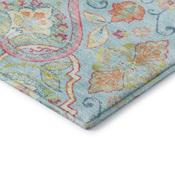 Mayfield Premium Machine Washable Abstract AMF2207 Sky 5 ft. x 7 ft. 6 in. Area Rug