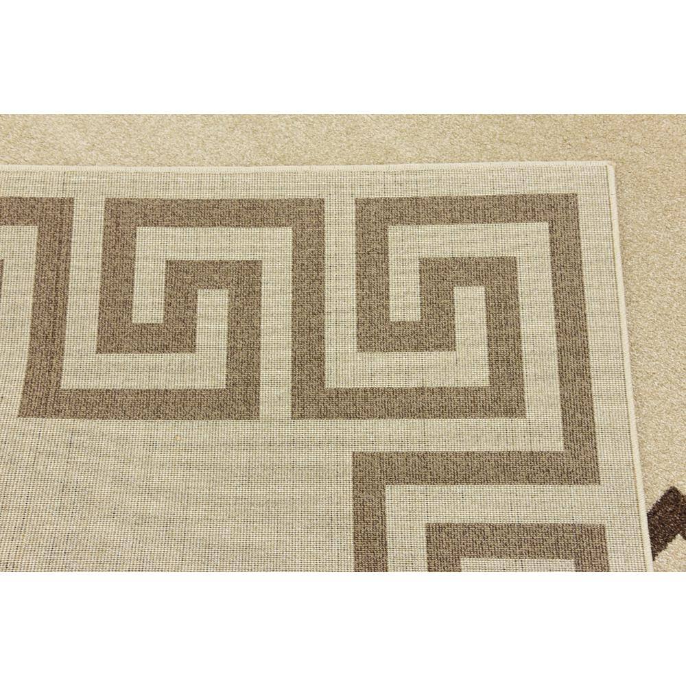 Beige and Brown Geometric Rectangular Synthetic Area Rug, 7x10 ft