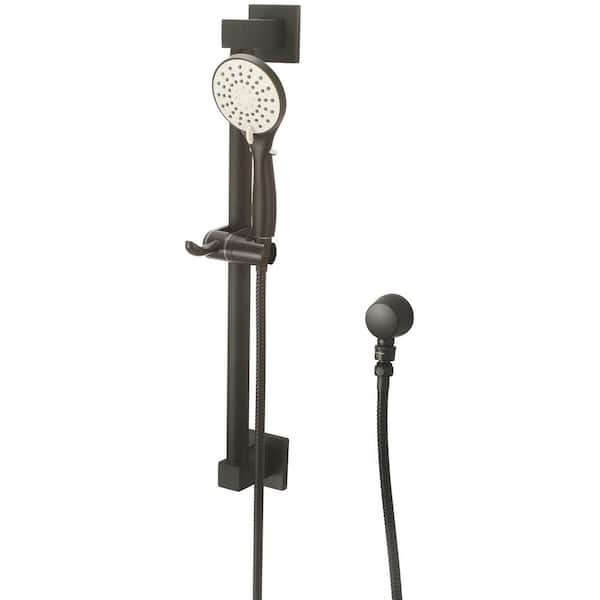 OLYMPIA 3-Spray Wall Mount Handheld Shower Head 1.75 GPM with Grab Bar in Matte Black