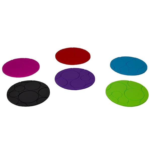 Betus 4 in. Dia Round Black Felt Coasters with Holder (Set of 8)  B.Coaster.Felt.8Pc - The Home Depot