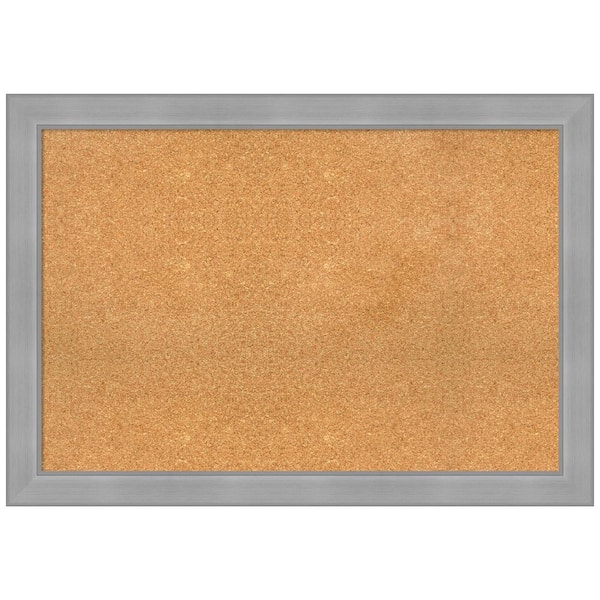 Amanti Art Vista Brushed Nickel 40.25 in. x 28.25 in. Framed Corkboard Memo Board