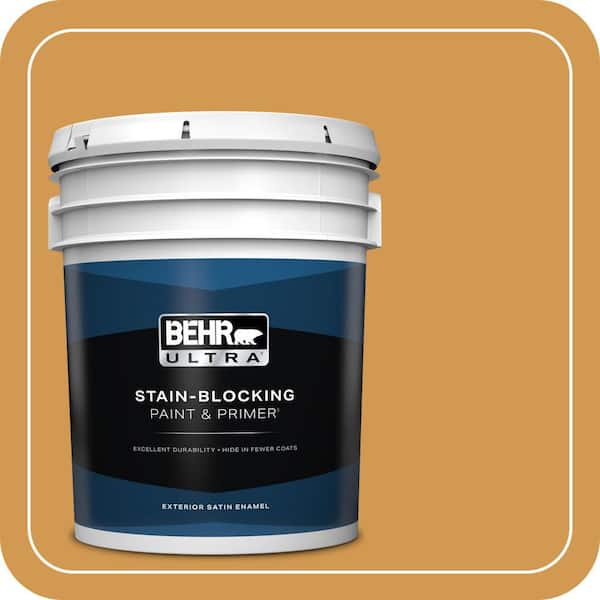 BEHR ULTRA 5 gal. #PPU6-02 Saffron Strands Satin Enamel Exterior Paint & Primer