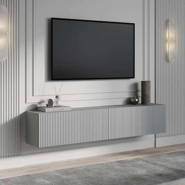 LIVING SKOG Camelia 59 in. Grey Floating TV Stand Fits TV's up to 65 in. with Wall Mount feature
