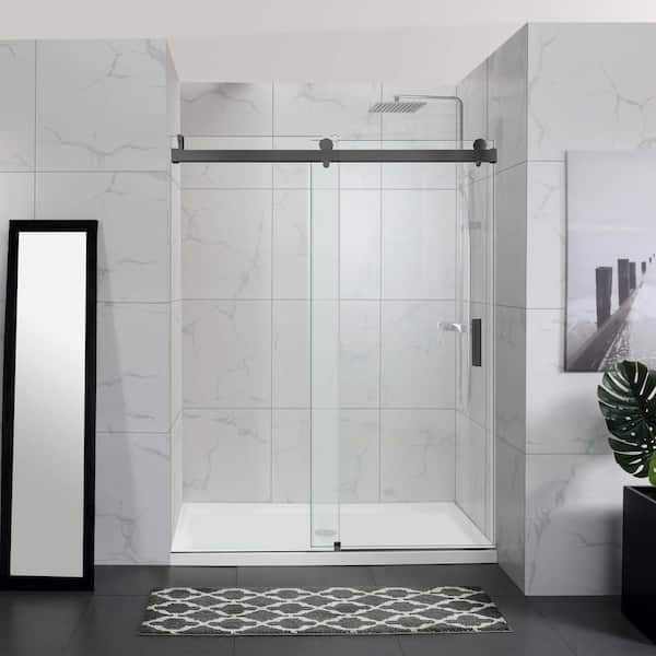 60'' W 76'' H Frameless Rectangle Reversible Shower Stall