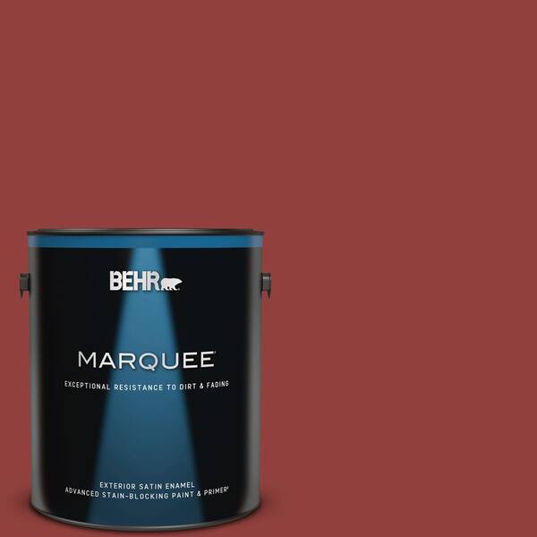 BEHR MARQUEE 1 gal. #S-H-180 Awning Red Satin Enamel Exterior Paint & Primer