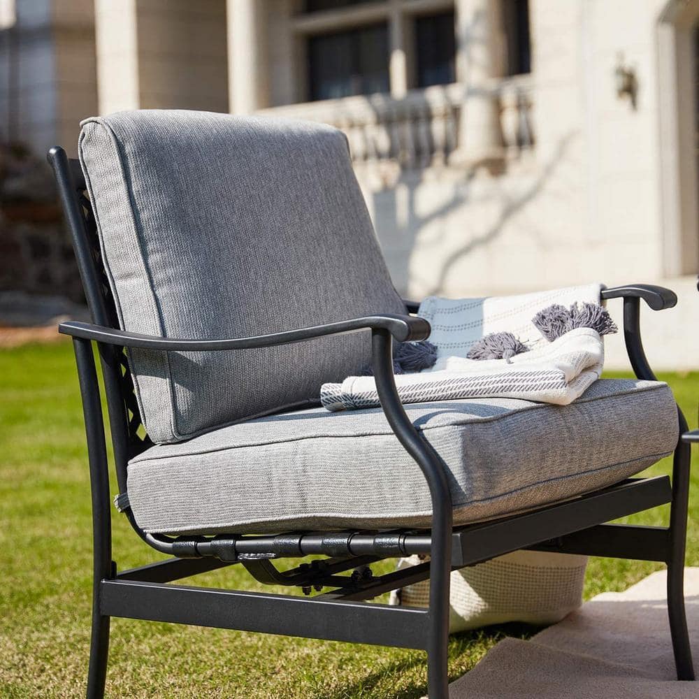 Gray Cushioned 4-Piece Steel Patio Conversation Set