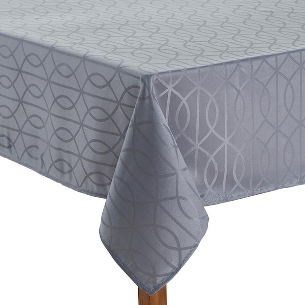 Teflon Branson Teflon Treated Jacquard Tablecloth, Gray, Tablecloth, (60 in. X 144 in )